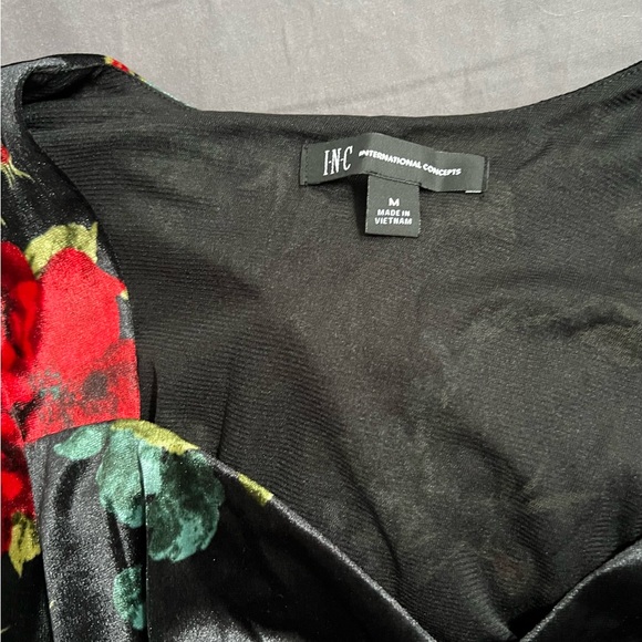 INC International Concepts Black and Red Floral Blouse - Picture 3 of 4